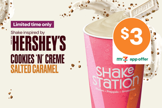 Shake inspired by Hershey's Cookies 'n' Creme Salted Caramel. $3ea with My 7-Eleven.